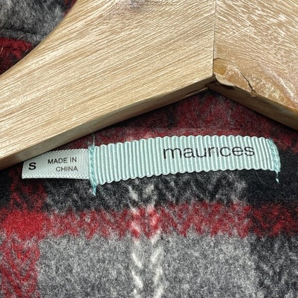 Maurices Womens Red & Gray Plaid Wool Blend Peacoat Jacket S - Picture 2 of 8